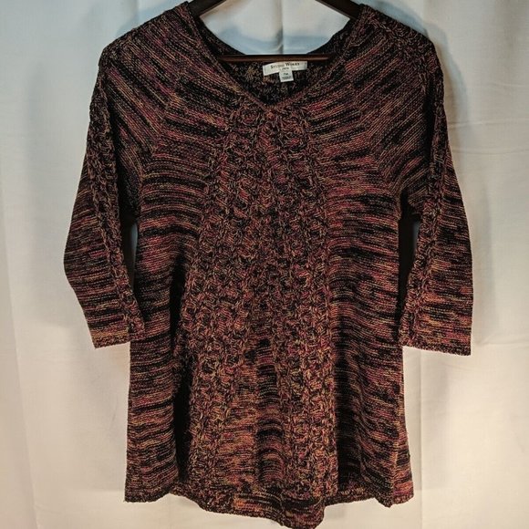 Studio Works Petite Knit Sweater 3/4 Sleeves Multicolor Womens PM M Medium - Picture 1 of 12